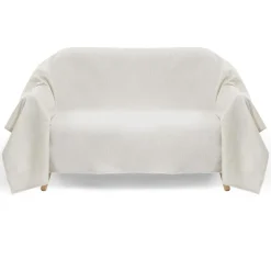 Jeté de canapé polyester et coton blanc 170x250cm