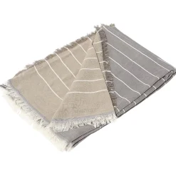 Jeté de canapé réversible gris et taupe