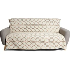 Jeté de canapé 170x250cm 100% coton motif berbère blanc et bleu