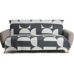 Jeté de canapé 170x250cm 100% coton motif géométrique gris