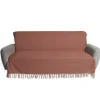 Jeté de canapé 170x250cm à franges 100% coton terracotta