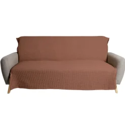 Jeté de canapé 170x250cm polycoton gaufré terracotta