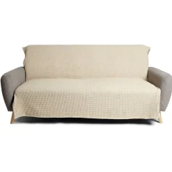 Jeté de canapé 170x250cm polycoton gaufré beige
