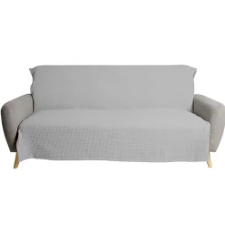 Jeté de canapé 170x250cm polycoton gaufré gris
