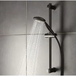 Kit de douche pommeau avec flexible et barre support noir