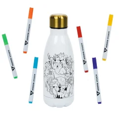 Kit gourde isotherme 350mL à colorier avec 6 marqueurs