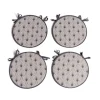 Lot de 4 galettes de chaise polyester et coton blanc et gris Ø38cm