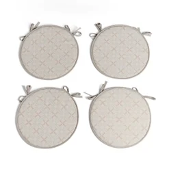 Lot de 4 galettes de chaise polyester et coton gris clair Ø38cm