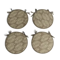 Lot de 4 galettes de chaise polyester et coton vert olive Ø38cm