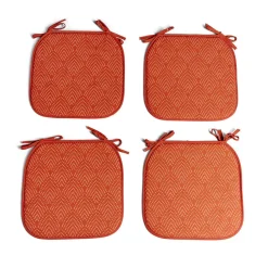 Lot de 4 galettes de chaise polyester et cot orange terracotta 38x38cm