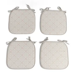Lot de 4 galettes de chaise polyester et coton gris clair 38x38cm