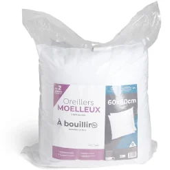Lot de 2 oreillers à bouillir 60x60cm polyester blanc
