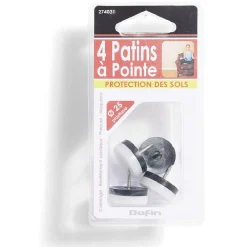Lot de 4 patins de meuble avec pointe Ø25 mm