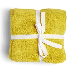 Lot de 4 serviettes invité coton jaune et noir 30x30cm