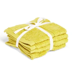 Lot de 4 serviettes invité coton jaune et noir 30x30cm