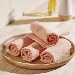 Lot de 4 serviettes invité coton jaune et noir 30x30cm