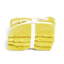 Lot de 4 serviettes invité coton jaune et noir 30x30cm