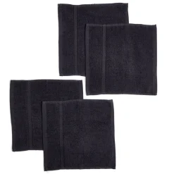 Lot de 4 serviettes invité coton jaune et noir 30x30cm