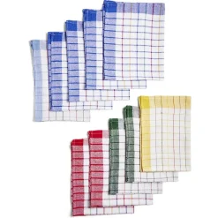 Lot de 10 torchons à carreaux en coton et polyester 70x45cm
