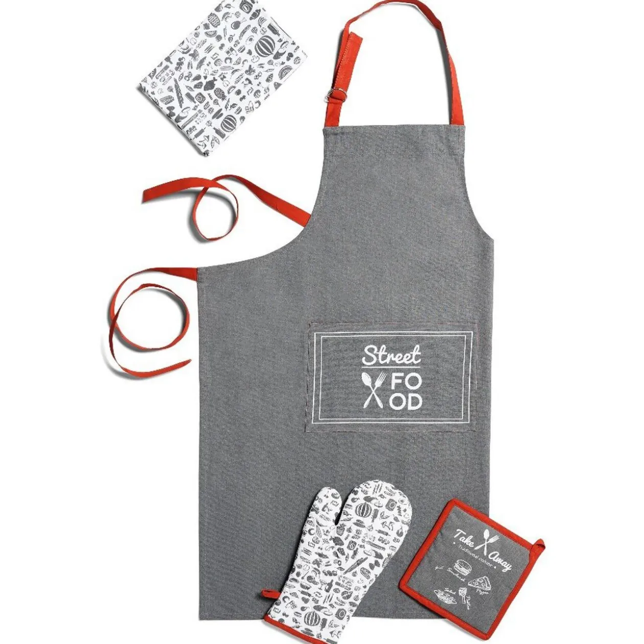 Lot tablier + torchon impriimé