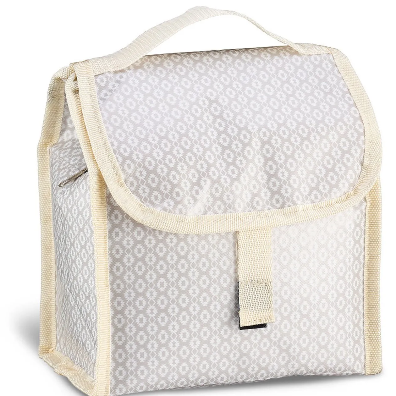 Lunch bag réfrigérant beige et gris motif macramé