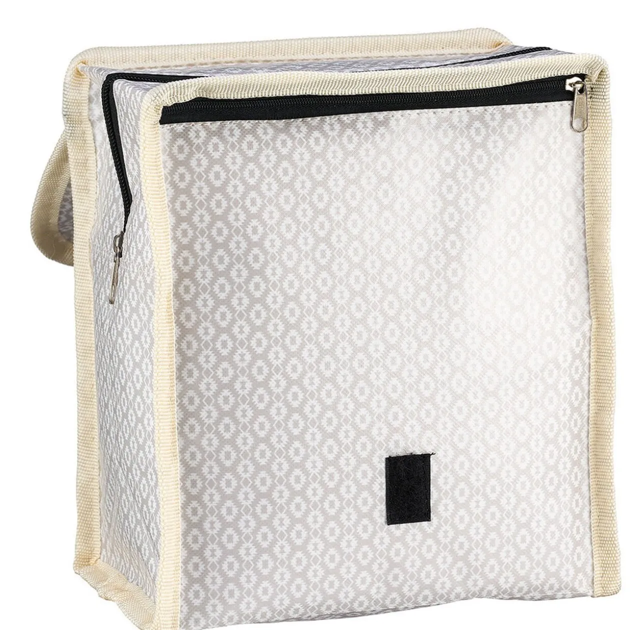 Lunch bag réfrigérant beige et gris motif macramé