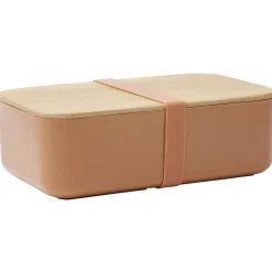 Lunchbox en plastique avec couvercle bambou +sangle silicone 900 ml