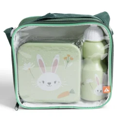 Lunchbox enfant 720ml avec gourde 350ml et sac de transport lapin vert