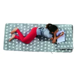 Matelas d'appoint avec oreiller gris clair étoiles blanches