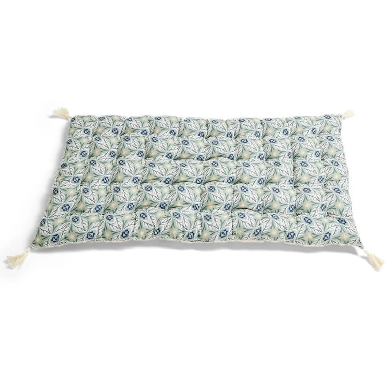 Matelas de sol 120x60cm pompons polycoton beige