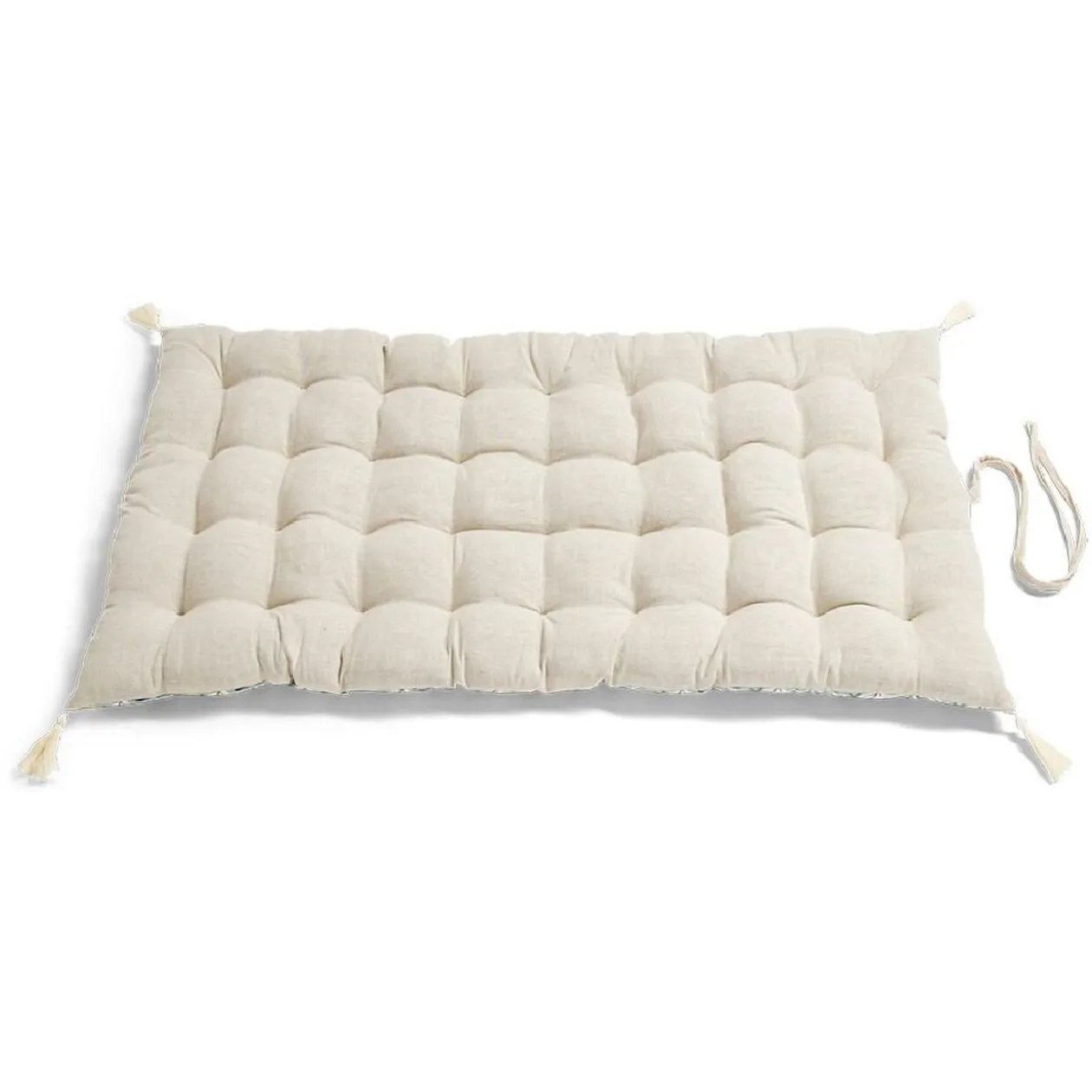 Matelas de sol 120x60cm pompons polycoton beige