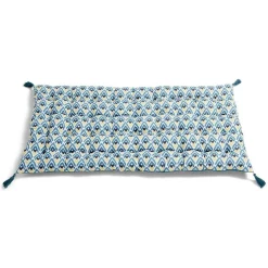 Matelas de sol 120x60cm pompons polycoton bleu