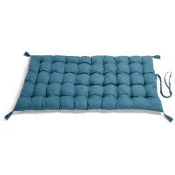 Matelas de sol 120x60cm pompons polycoton bleu