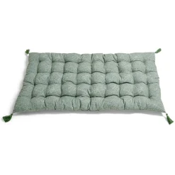 Matelas de sol 120x60cm pompons polycoton vert