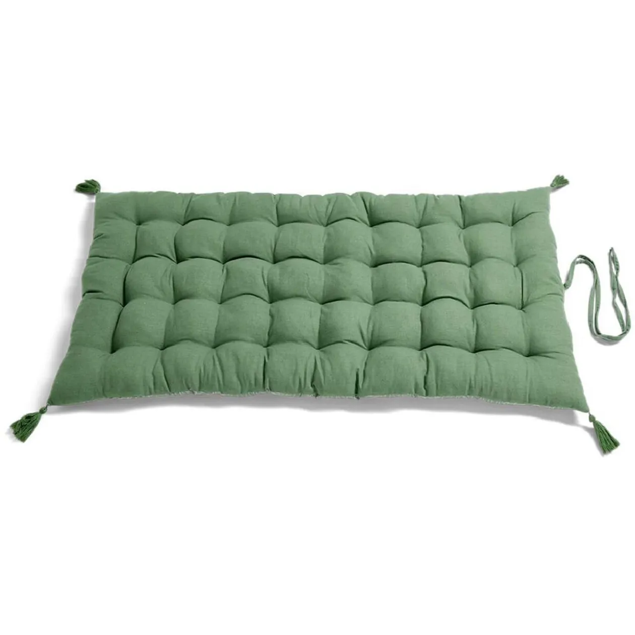 Matelas de sol 120x60cm pompons polycoton vert
