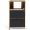 Meuble étagère Utah 2 tiroirs noir naturel