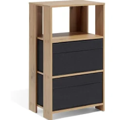 Meuble étagère Utah 2 tiroirs noir naturel