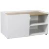 Meuble TV Arno 1 porte 2 étagères en bois blanc et naturel