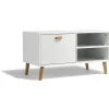 Meuble TV Bergen blanc 1 tiroir 2 niches