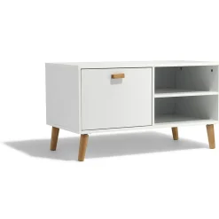Meuble TV Bergen blanc 1 tiroir 2 niches