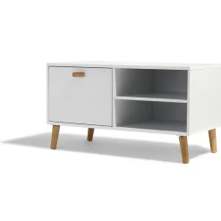 Meuble TV Bergen blanc 1 tiroir 2 niches