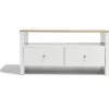 Meuble TV Bristol blanc et naturel 1 tiroir et 2 niches