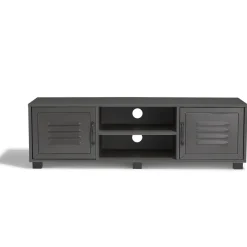 Meuble TV Brooklyn gris anthracite 2 portes et 2 niches