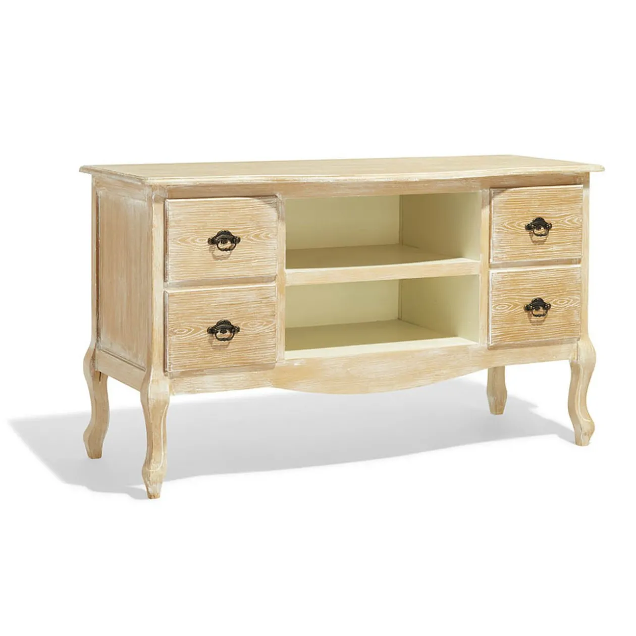 Meuble TV Cassandre naturel 4 tiroirs et 2 niches