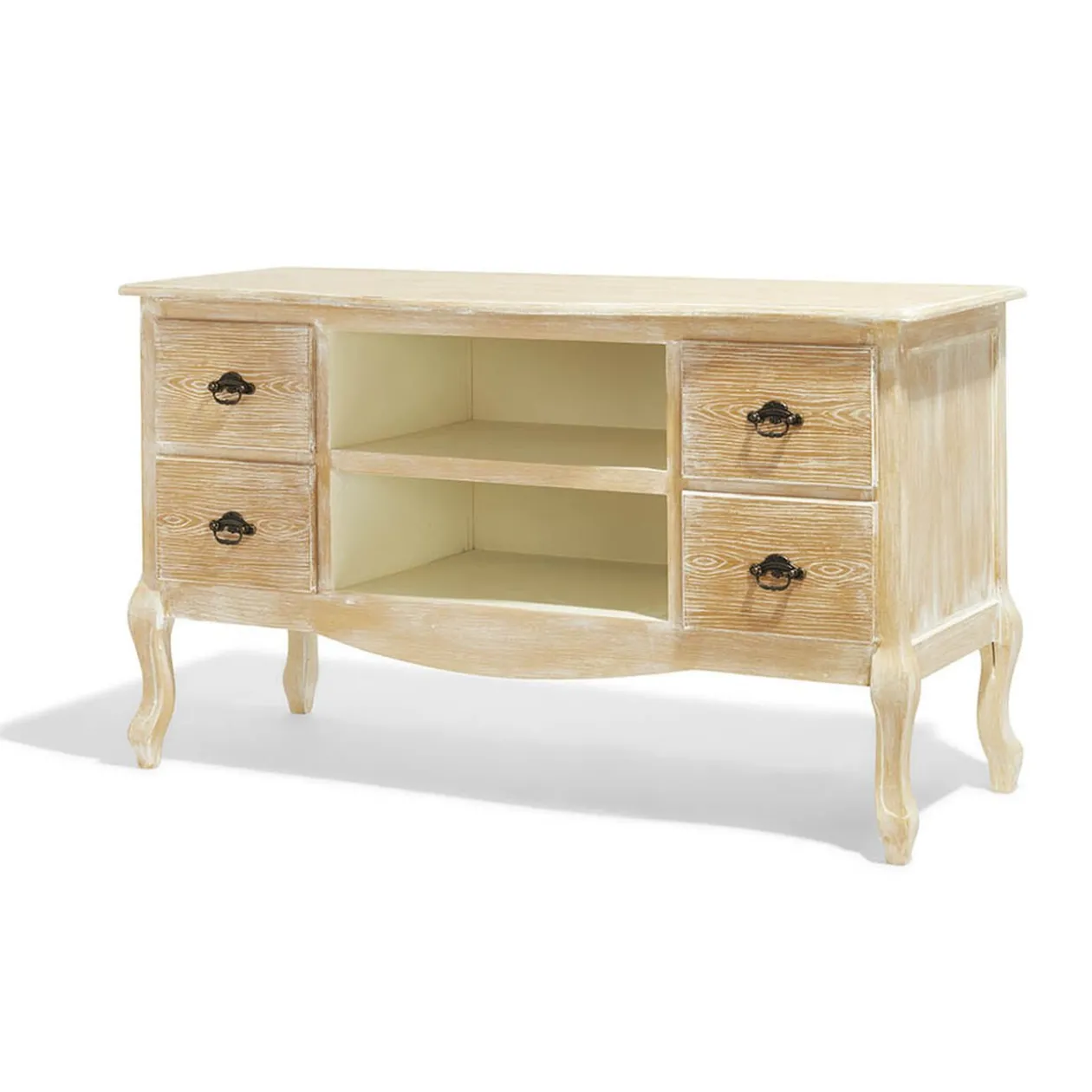 Meuble TV Cassandre naturel 4 tiroirs et 2 niches