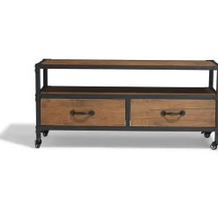 Meuble TV Chicago acajou et noir 2 tiroirs et 1 étagère