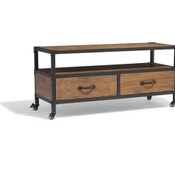 Meuble TV Chicago acajou et noir 2 tiroirs et 1 étagère