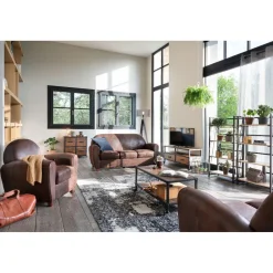 Meuble TV Chicago acajou et noir 2 tiroirs et 1 étagère