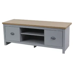 Meuble TV en bois Nantes 2 niches 2 portes gris et naturel