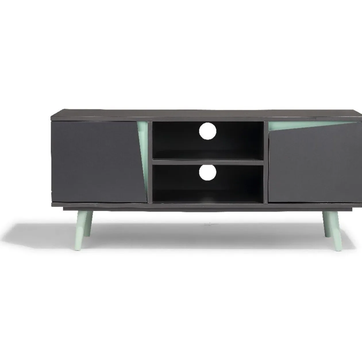 Meuble TV Jamy vert d’eau et anthracite